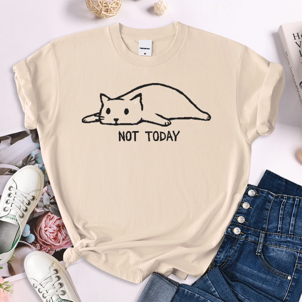 T-Shirt Woman Not Today Letter And Lazy Kitten Cartoon Printed Top Women Harajuku Style Casual Tee Oversize Soft Female Clothes
T-Shirt Woman Not Today Letter And Lazy Kitten Cartoon Printed Top Women Harajuku Style Casual Tee Oversize Soft Female Clothes
