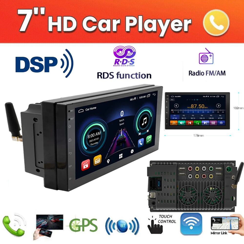 Автомагнитола 2DIN RDS DSP, мультимедийный плеер на Android, с 7-дюймовым сенсорным экраном, GPS, Wi-Fi, Bluetooth, AM, FM
Автомагнитола 2DIN RDS DSP, мультимедийный плеер на Android, с 7-дюймовым сенсорным экраном, GPS, Wi-Fi, Bluetooth, AM, FM