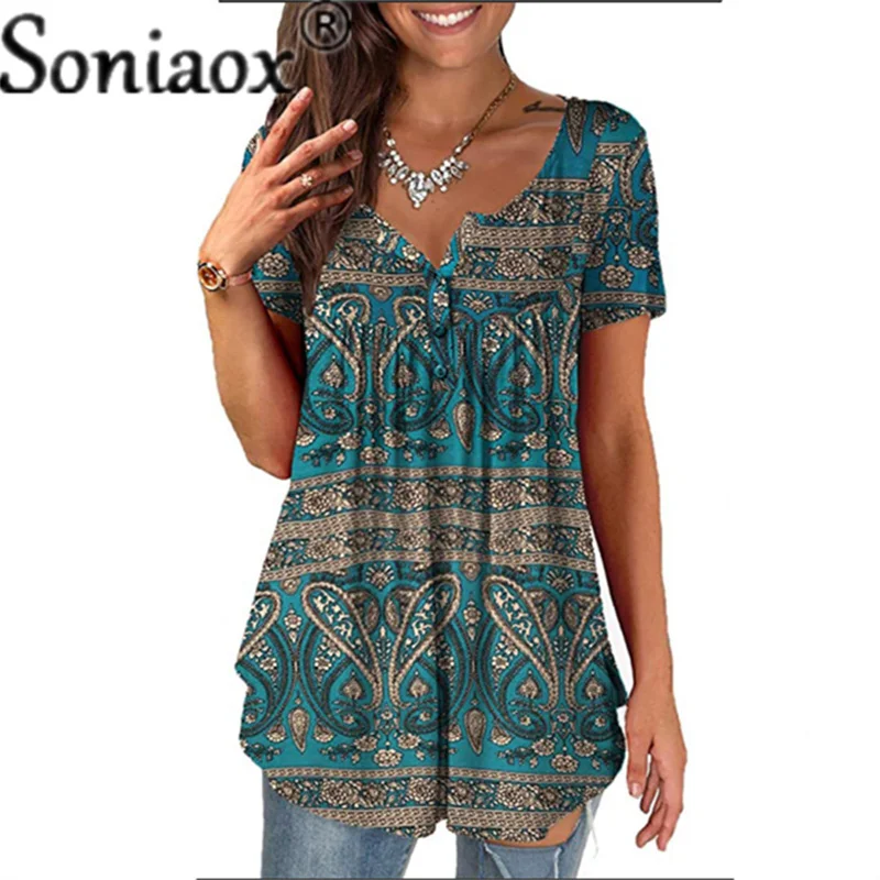 Женская одежда, футболки с коротким рукавом, модная летняя свободная повседневная женская футболка с цветочным принтом, пуговицами и V-образным вырезом, 2021
Женская одежда, футболки с коротким рукавом, модная летняя свободная повседневная женская футболка с цветочным принтом, пуговицами и V-образным вырезом, 2021