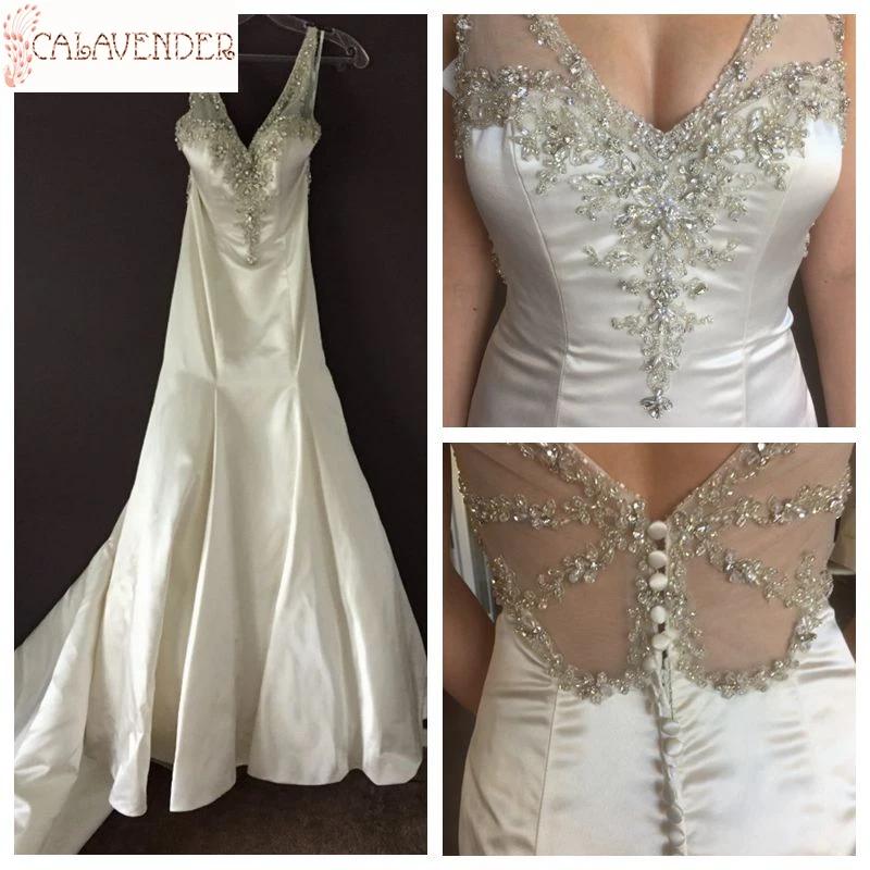 V-Neck Sexy Wedding Dresses Crystal Beaded Satin Wedding Gowns 2020 White Mermaid Wedding Dresses
V-Neck Sexy Wedding Dresses Crystal Beaded Satin Wedding Gowns 2020 White Mermaid Wedding Dresses