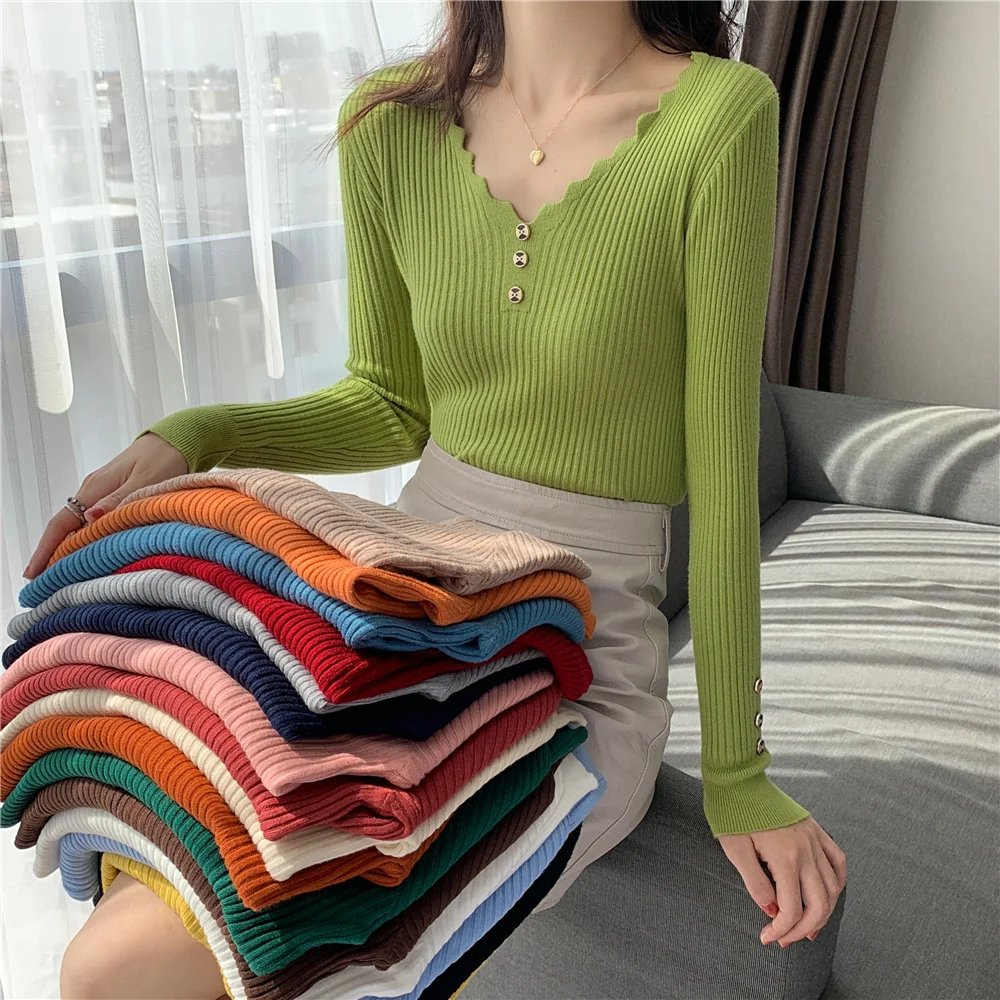 2021 Winter Autumn New Style V-neck Wavy Tie Buckle Bottoming Pullover Wool Knit Sweater Women Solid Turtleneck
2021 Winter Autumn New Style V-neck Wavy Tie Buckle Bottoming Pullover Wool Knit Sweater Women Solid Turtleneck