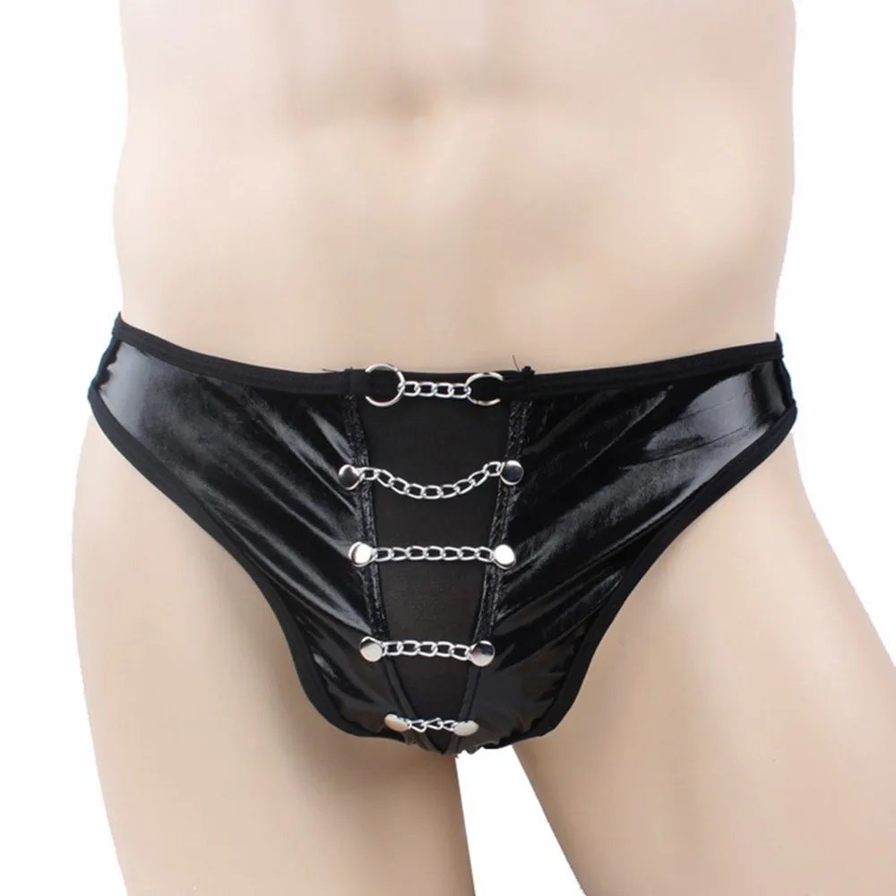 Thong Sexy Men Women Hollow Faux Leather Underwear Wet Look Briefs Thong Panties Underpants Metal Chain See-Through Lingerie
Thong Sexy Men Women Hollow Faux Leather Underwear Wet Look Briefs Thong Panties Underpants Metal Chain See-Through Lingerie