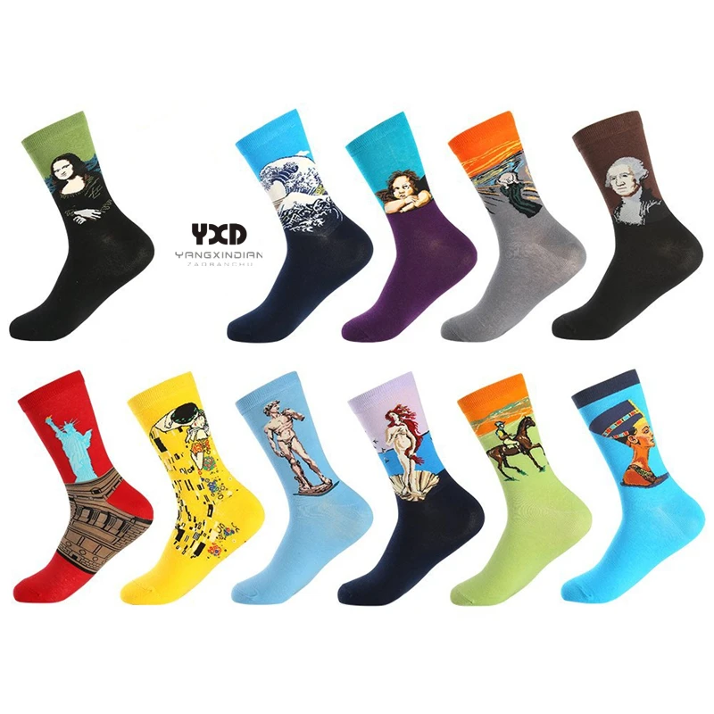 10 Pairs/Men's Cotton Sock Gift For Men Funny Socks Pop Socket Retro Art Van Gogh Mona Lisa Scream Oil Painting Socks With Print
10 Pairs/Men's Cotton Sock Gift For Men Funny Socks Pop Socket Retro Art Van Gogh Mona Lisa Scream Oil Painting Socks With Print