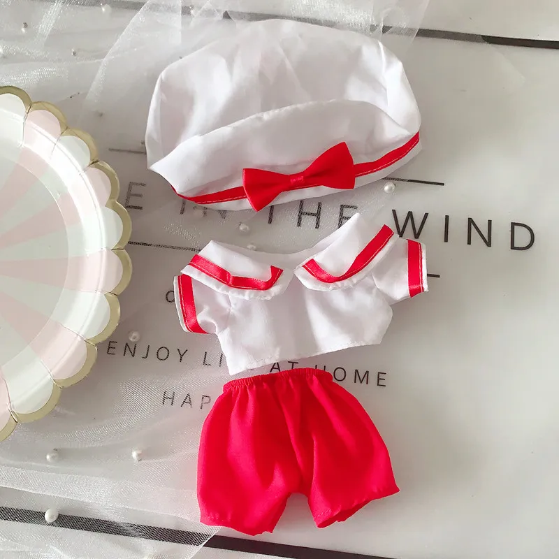 Red navy suit sailor suit 20cm suit 20cm baby suit Exo Bean doll clothes hat+coat+pant Doll accessories
Red navy suit sailor suit 20cm suit 20cm baby suit Exo Bean doll clothes hat+coat+pant Doll accessories
