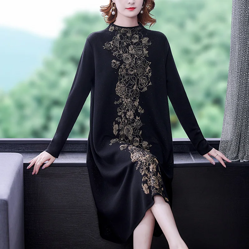 2023 Black Floral Sweater Pullovers Autumn Winter Knitted Thick Warm Midi Dresses Women New Top Korean Vintage Jumpers Sweaters
2023 Black Floral Sweater Pullovers Autumn Winter Knitted Thick Warm Midi Dresses Women New Top Korean Vintage Jumpers Sweaters