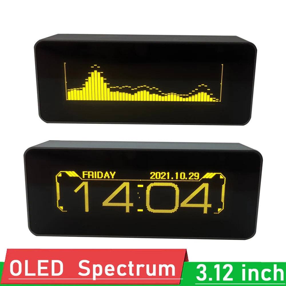 

3.12" OLED Music Spectrum CLOCK Display Voice remote control Level Indicator rhythm Analyzer VU Meter USB FOR POWER Amplifier