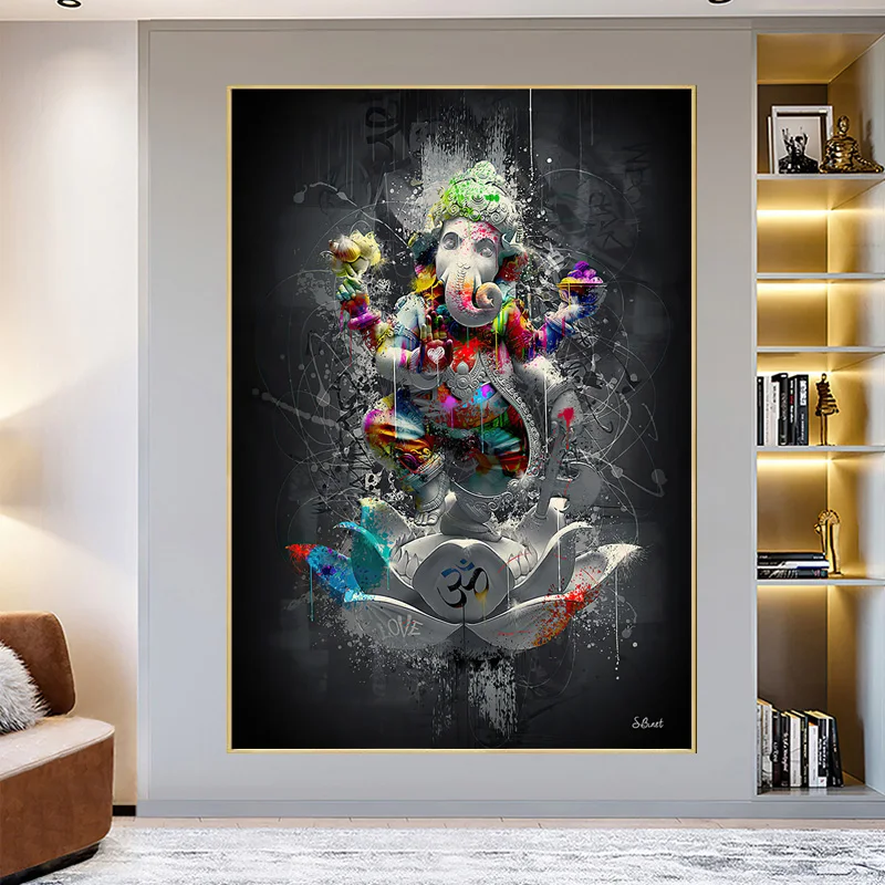 Graffiti Canvas Painting Hindu Elephant God Wall Art Religion Ganesha Lotus Poster Print Wall Picture for Living Room Home Decor
Graffiti Canvas Painting Hindu Elephant God Wall Art Religion Ganesha Lotus Poster Print Wall Picture for Living Room Home Decor