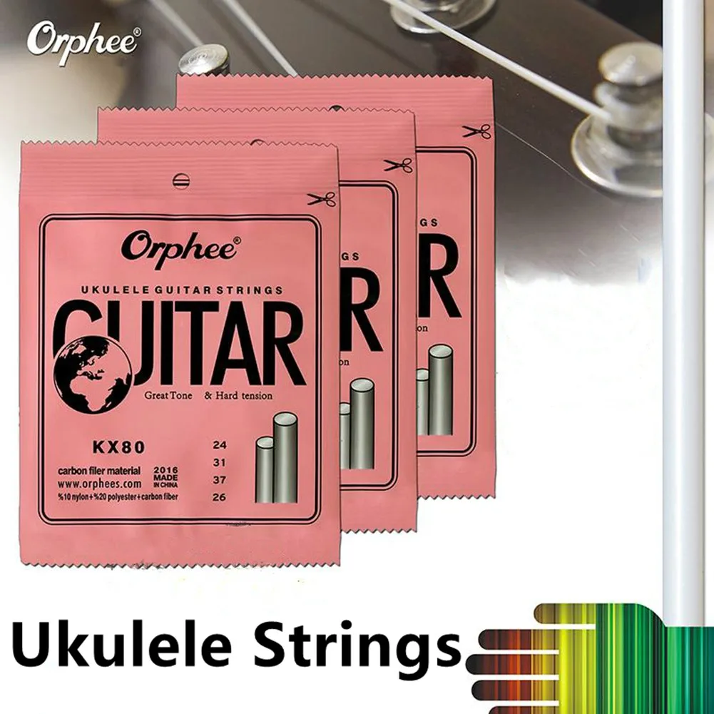 1 Set 4 String Orphee KX80 Ukulele Strings Nylon Carbon Steel Replacement String For 21/23/26 Inch Ukulele Mini Guitar Accessory
1 Set 4 String Orphee KX80 Ukulele Strings Nylon Carbon Steel Replacement String For 21/23/26 Inch Ukulele Mini Guitar Accessory