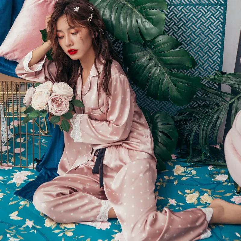 Print Fashion Women Pajama Set Sweet Lace Cuff Trousers Long Sleeve Suit Pyjamas
Print Fashion Women Pajama Set Sweet Lace Cuff Trousers Long Sleeve Suit Pyjamas