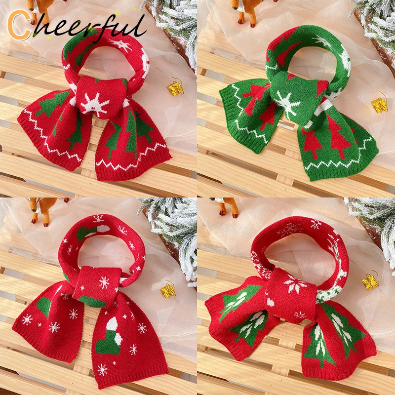 

2021 Рождественский детский милый мягкий шарф плотный вязаный нагрудник для мальчиков праздничный подарок шарф для девочек милый зимний вет...