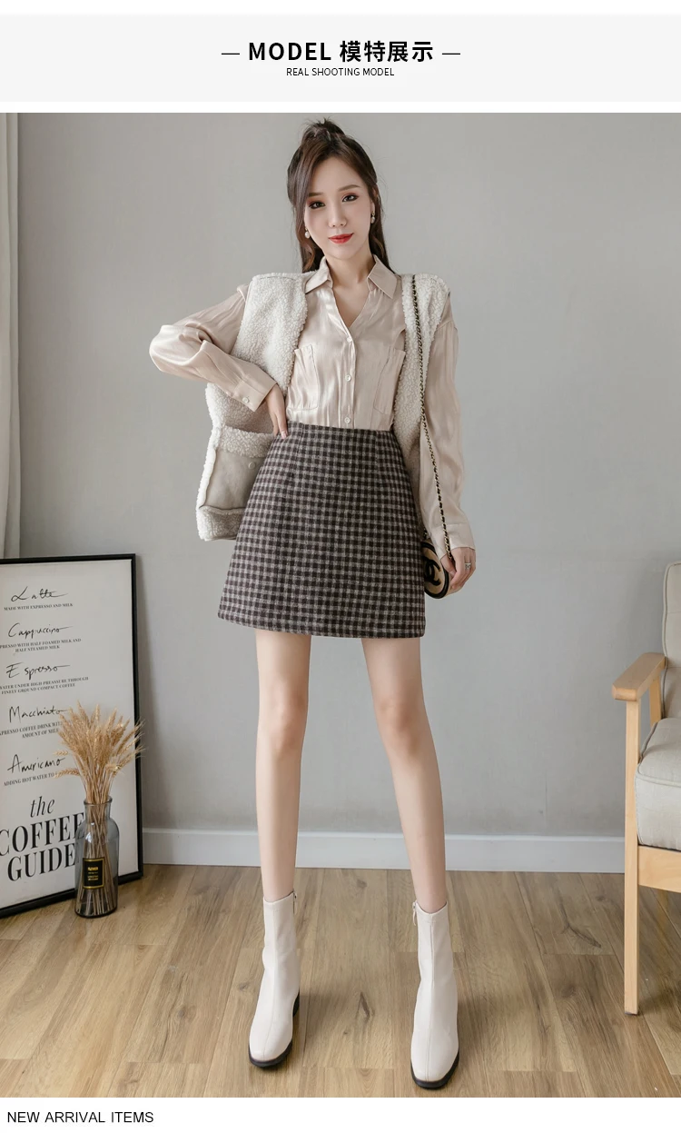 2 Colors New Autumn Casual Women Skirt Retro High Waist Plaid Skirts Female Zipper Mini Woolen Bag Hip Skirt Mujer
2 Colors New Autumn Casual Women Skirt Retro High Waist Plaid Skirts Female Zipper Mini Woolen Bag Hip Skirt Mujer