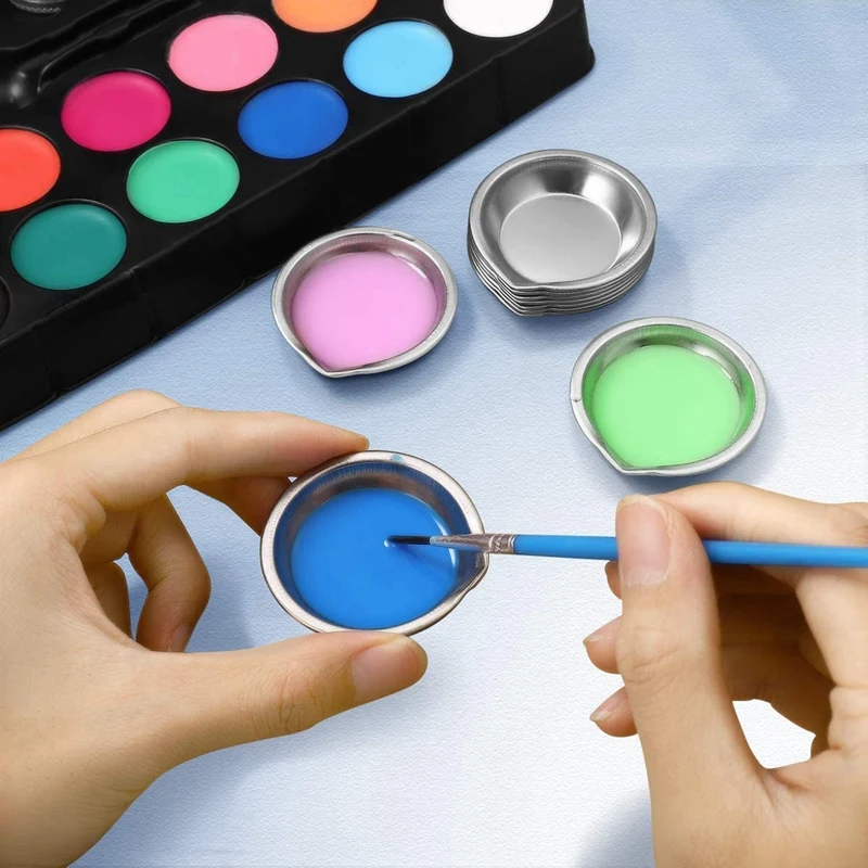 24Pcs Makeup Palette Stainless Steel Small Round Paint Tray Artist Watercolours Paint Mixing Palette Tray for Home Store
24Pcs Makeup Palette Stainless Steel Small Round Paint Tray Artist Watercolours Paint Mixing Palette Tray for Home Store