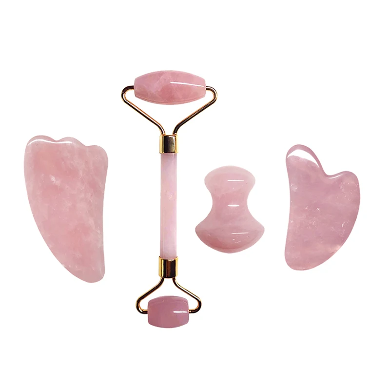 Натуральный гуашь скребок нефритовый роликовый массажер для лица розовый