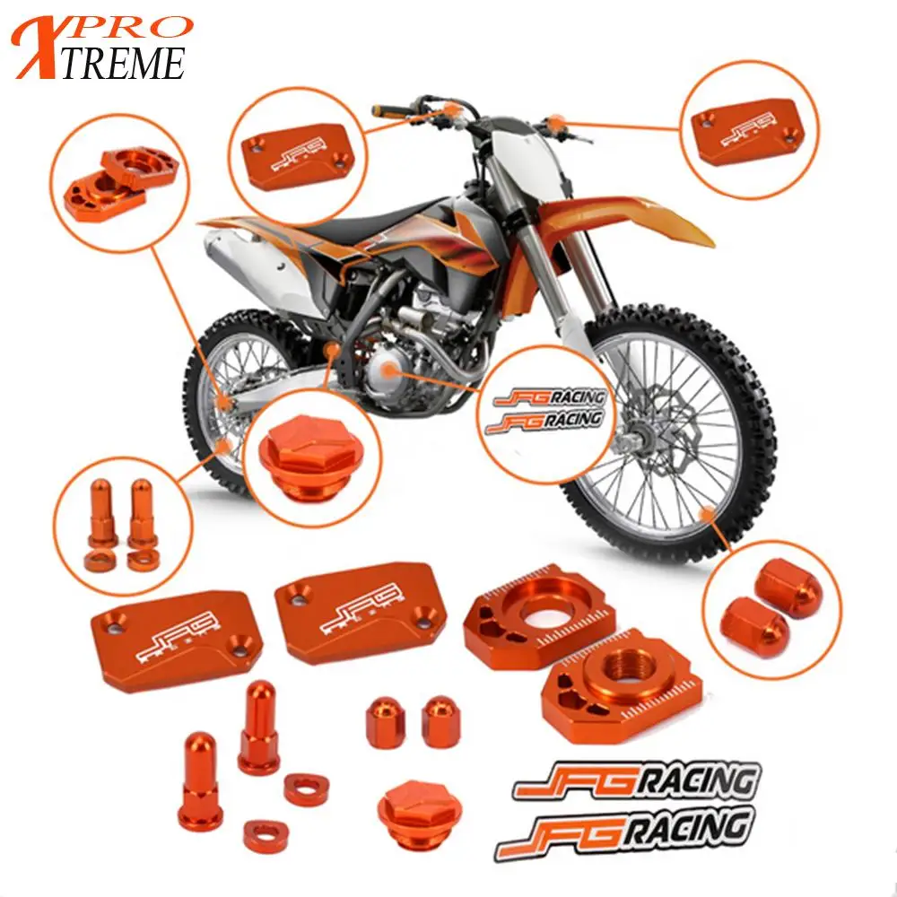 CNC Brake Axle Block Clutch Fluid Reservoir Cover Set For KTM SX SX-F XC XC-F XC-W XCF-W EXC EXC-F 125 150 250 300 350 450 530
CNC Brake Axle Block Clutch Fluid Reservoir Cover Set For KTM SX SX-F XC XC-F XC-W XCF-W EXC EXC-F 125 150 250 300 350 450 530