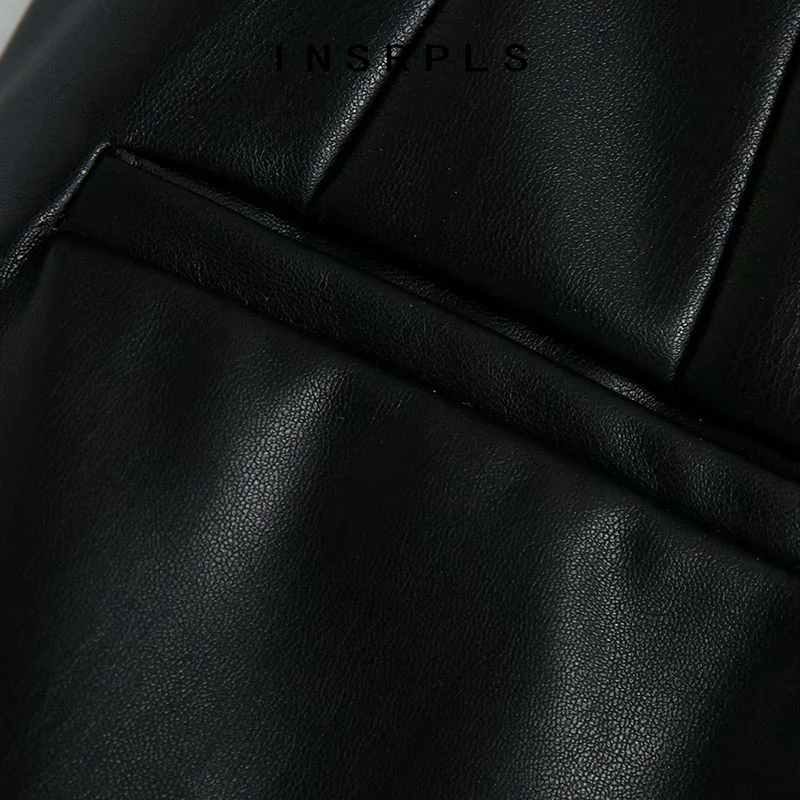 INSRPLS Women Chic Fashion With Belt Side Pockets Faux Leather Pants Vintage High Waist Zipper Fly Female Trousers Mujer
INSRPLS Women Chic Fashion With Belt Side Pockets Faux Leather Pants Vintage High Waist Zipper Fly Female Trousers Mujer