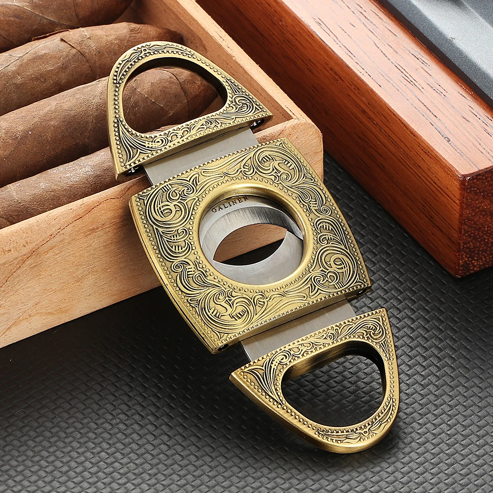 

GALINER Retro Cigar Cutter Sharp Metal Double Blades Cigar Scissors Guillotine Cigar Knife Smoking Tool