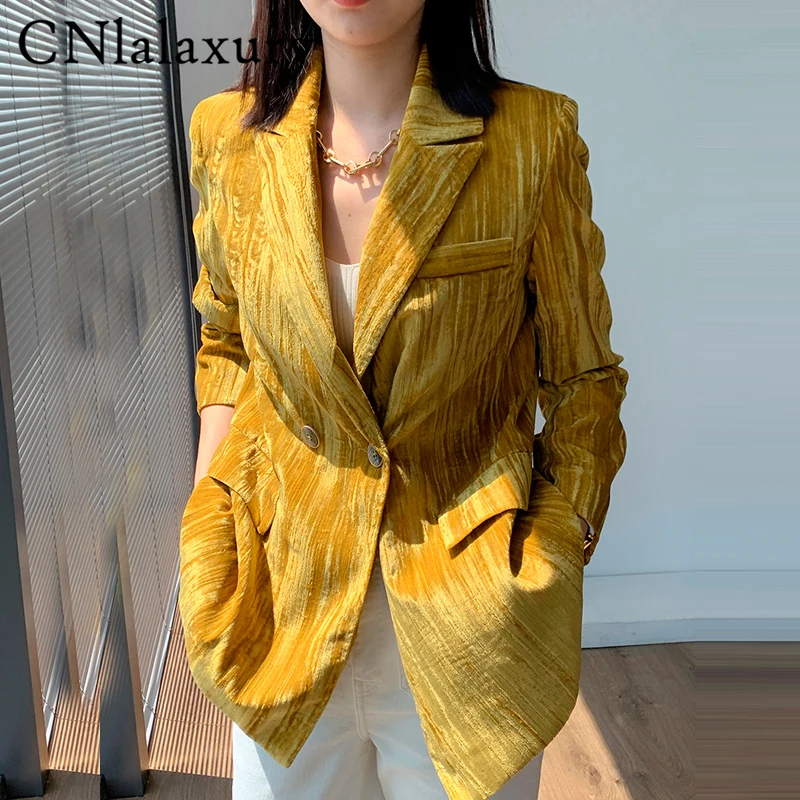 CNlalaxury, женские модные желтые бархатные блейзеры, куртки, весна-осень, офисный Женский блейзер, пальто, новинка, высокое качество, верхняя оде...
CNlalaxury, женские модные желтые бархатные блейзеры, куртки, весна-осень, офисный Женский блейзер, пальто, новинка, высокое качество, верхняя оде...