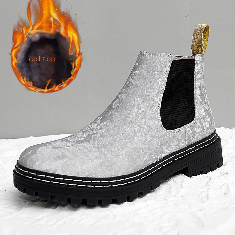 Winter Chelsea Boots For Men Size 45 Leather Soft Comfortable Short Plush Warm Casual Slip-On Stretch boots Silver shoes Yuppie
Winter Chelsea Boots For Men Size 45 Leather Soft Comfortable Short Plush Warm Casual Slip-On Stretch boots Silver shoes Yuppie