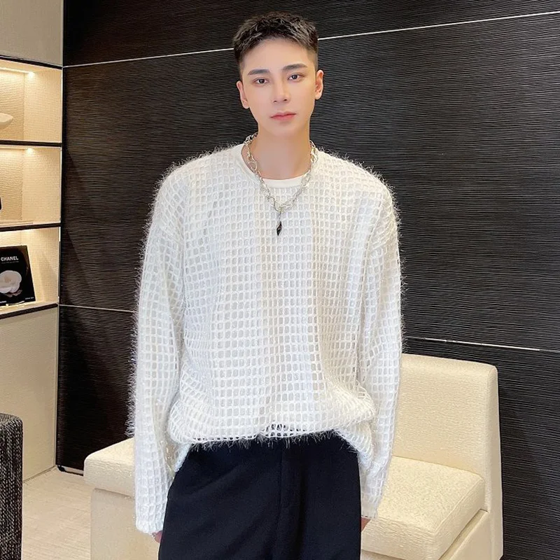 Menswear Fashion Double Layer Mesh Bright Silk Pullover Tops Men's New Loose Round Neck Long Sleeve Sweatshirt Autumn 2021
Menswear Fashion Double Layer Mesh Bright Silk Pullover Tops Men's New Loose Round Neck Long Sleeve Sweatshirt Autumn 2021