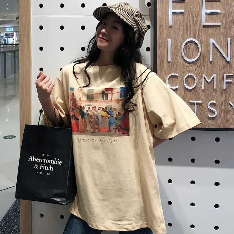 T-shirts Women Short Sleeve Printed Vintage Harajuku Female Student Korean T-Shirt Loose Comfort Stylish Casual Summer All-match
T-shirts Women Short Sleeve Printed Vintage Harajuku Female Student Korean T-Shirt Loose Comfort Stylish Casual Summer All-match