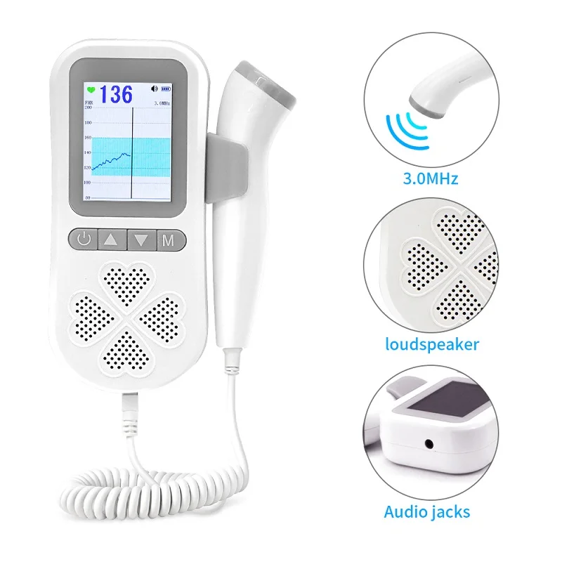 

Ultrasound Fetal Doppler Heart Rate Monitor Pregnancy Baby Sound Heartbeat Sonar Detector USB Rechargeable No Radiation 3.0MHz
