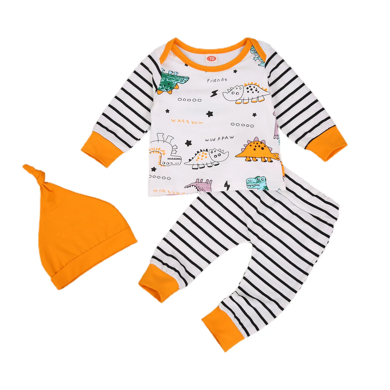 Newborn Baby Girls Boys 3Pcs Outfit Set Cartoon Dinosaur Long Sleeve Crew Neck Top Plaid Print Long Pants + Solid Hat 0-24Months
Newborn Baby Girls Boys 3Pcs Outfit Set Cartoon Dinosaur Long Sleeve Crew Neck Top Plaid Print Long Pants + Solid Hat 0-24Months