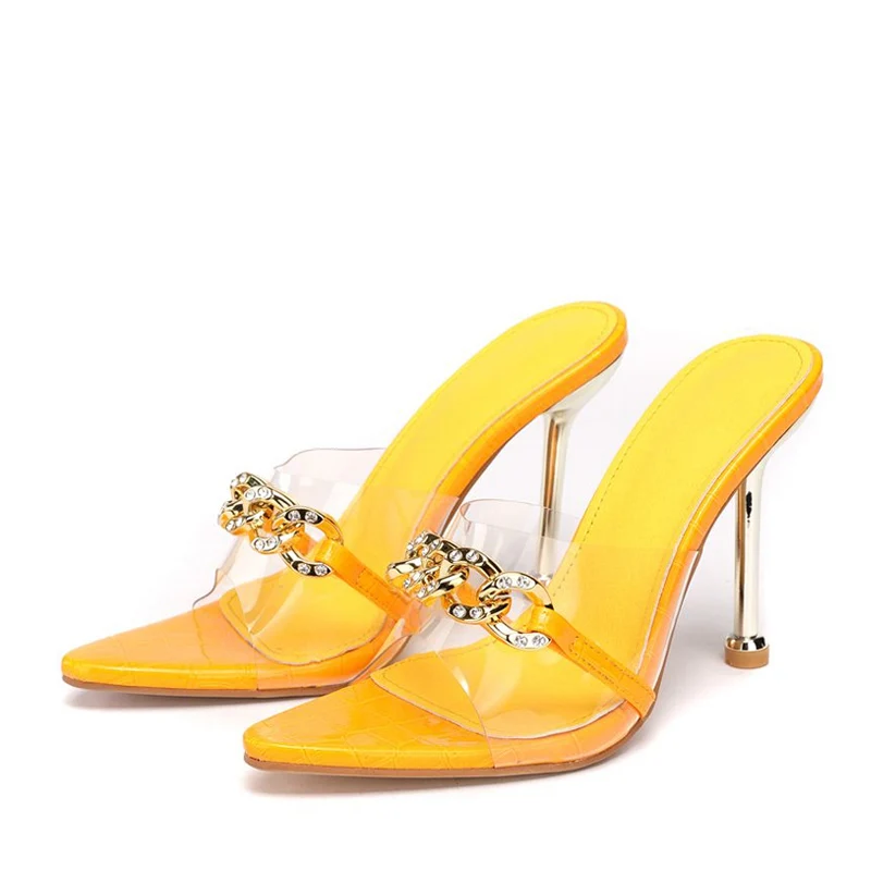 New PVC Transparent Metal China Designer Shoes Woman Sexy Pointed Toe Slippers Sandals Pumps Mules High Heels Lady Slides Size42
New PVC Transparent Metal China Designer Shoes Woman Sexy Pointed Toe Slippers Sandals Pumps Mules High Heels Lady Slides Size42