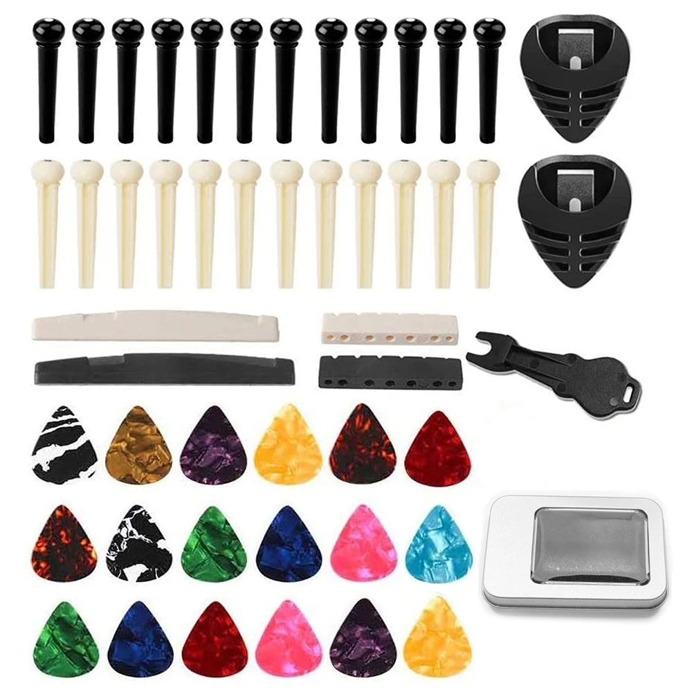Acoustic Folk Guitar Accessories Kit Including Bridge Pins+Guitar Nuts+ Celluloid Picks+Guitar Pick Holders+Bridge Pin Puller
Acoustic Folk Guitar Accessories Kit Including Bridge Pins+Guitar Nuts+ Celluloid Picks+Guitar Pick Holders+Bridge Pin Puller