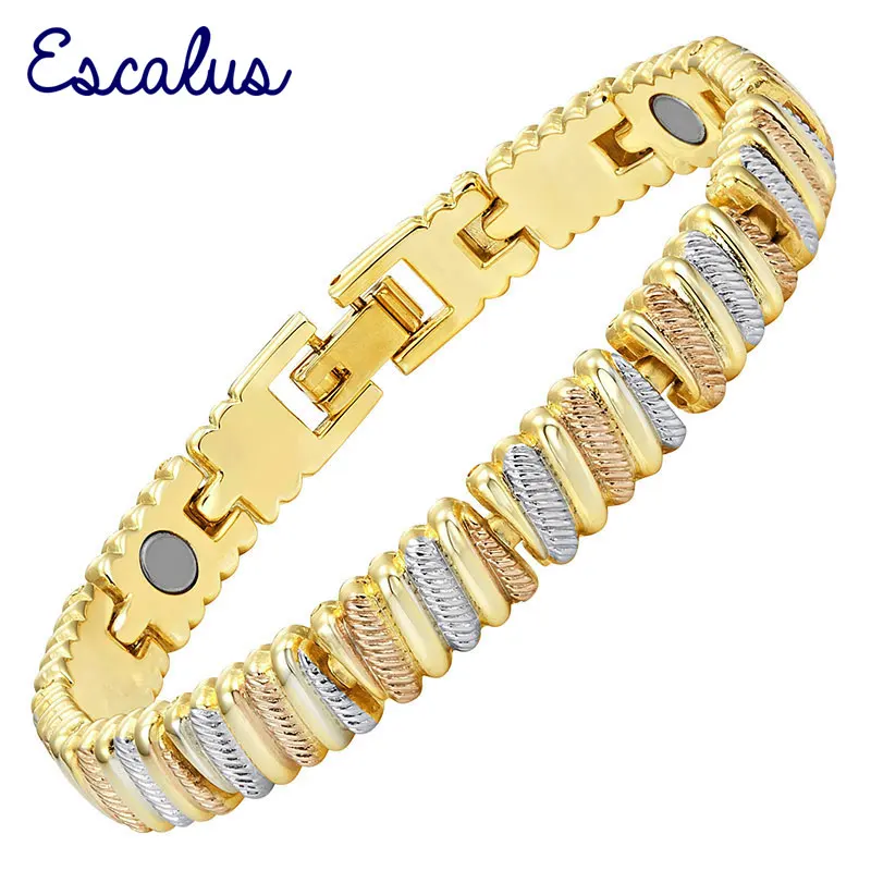 

Escalus Ladies 3-Tone Rose Gold Silver Magnetic Women Bracelet Gift Fashion Jewelry Bangle