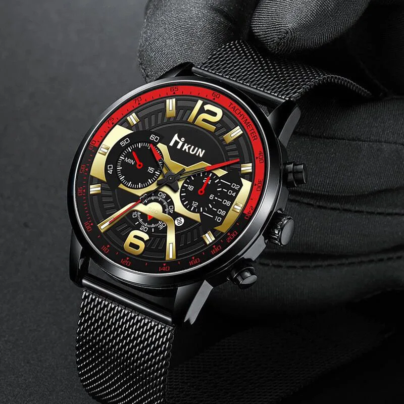 Luxury Men Quartz Watch Fashion Casual Stainless Steel Mesh Belt Calendar Decoration Fake Three-eye Watches for Men Reloj Hombre
Luxury Men Quartz Watch Fashion Casual Stainless Steel Mesh Belt Calendar Decoration Fake Three-eye Watches for Men Reloj Hombre