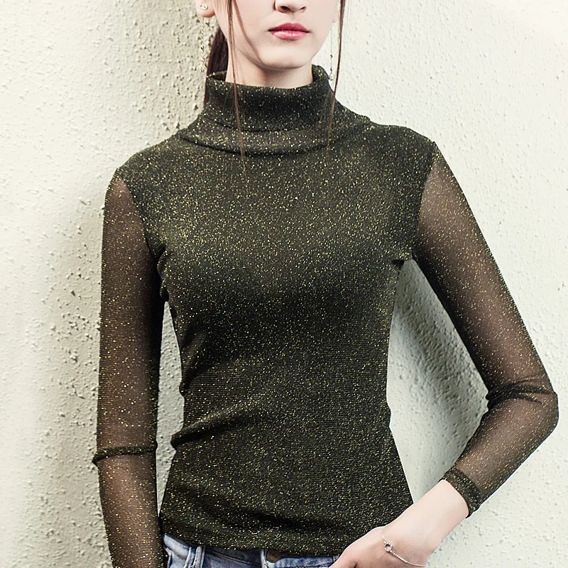 Autumn dress top women's new mesh high neck large size base shirt long sleeve T-shirt with foreign style top
Autumn dress top women's new mesh high neck large size base shirt long sleeve T-shirt with foreign style top