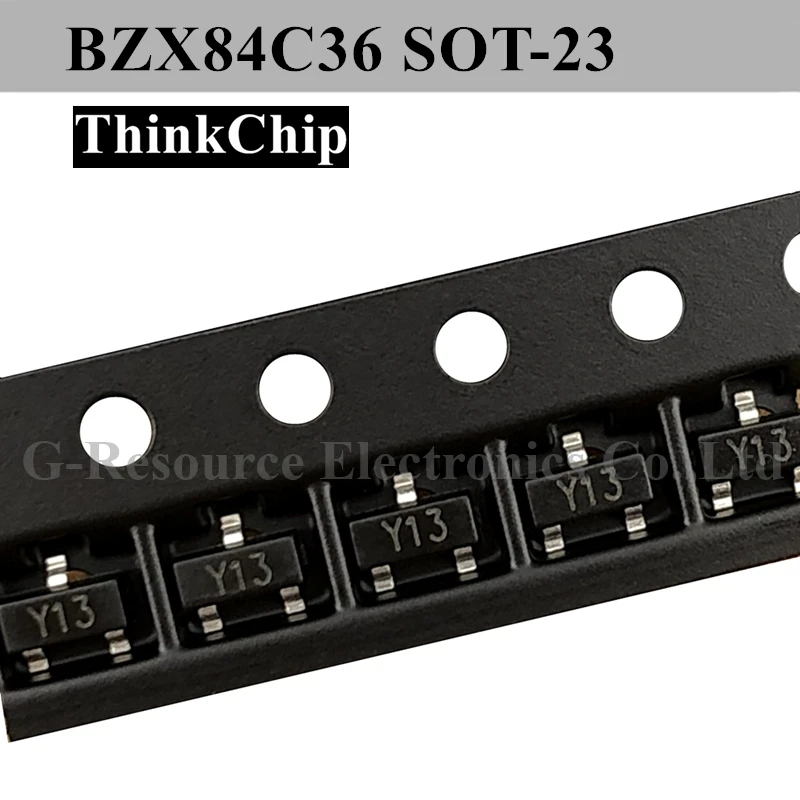(100pcs) BZX84C36 SOT-23 BZX84 36V S0T23 SMD Voltage stabilized diode (Marking Y13) 
(100pcs) BZX84C36 SOT-23 BZX84 36V S0T23 SMD Voltage stabilized diode (Marking Y13)