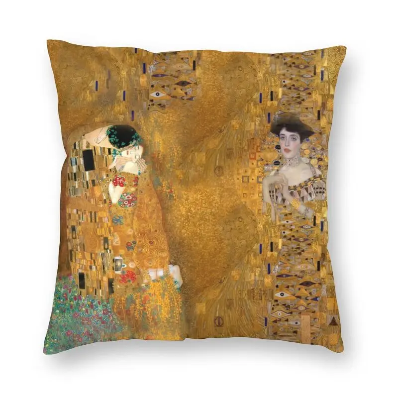 

Woman In Gold Square Pillowcase Decoration The Kiss By Gustav Klimt Cushions Throw Pillow for Car Double-sided Printing