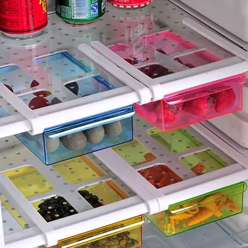 Slide Kitchen Fridge Freezer Space Saver Organizer Drawer Refrigerator Storage Box Rack Slide Under Shelf Rack Organizer Holder