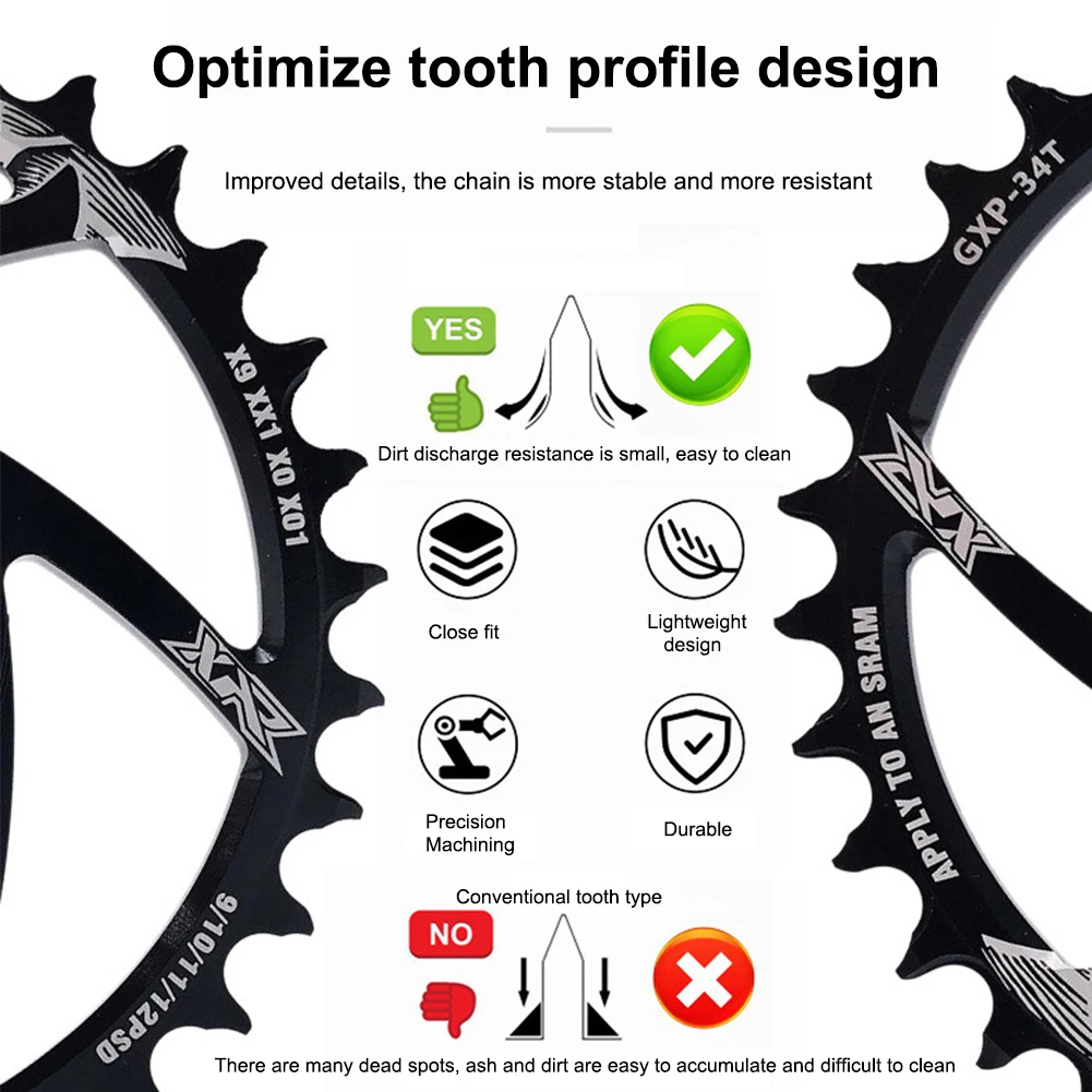 Bicycle Chainring 34T 36T 38T 40T Bike Single Speed Chainring Narrow Wide Chainringfor sram gx xx1 X1 x9 GXP pedivela Offset 3MM
Bicycle Chainring 34T 36T 38T 40T Bike Single Speed Chainring Narrow Wide Chainringfor sram gx xx1 X1 x9 GXP pedivela Offset 3MM