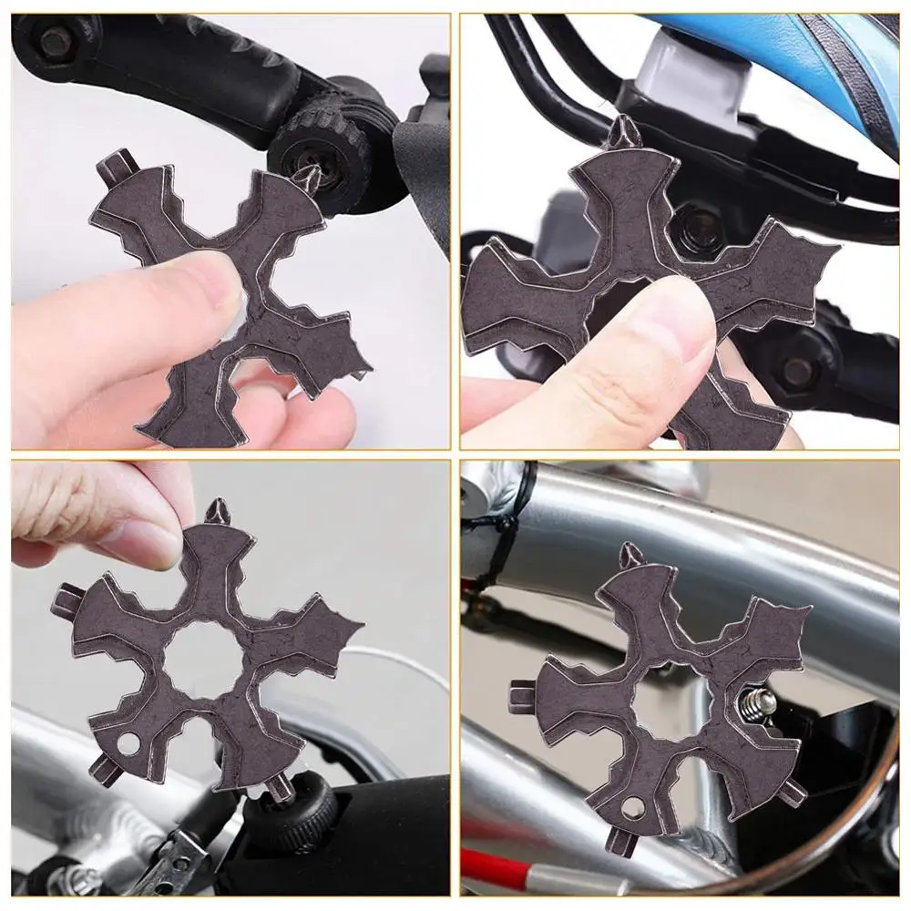 

1PC 18 in 1 Multi-Function Wrenches Combination Portable Hex Wrench Multifunction Camp Survive Outdoor Snowflake Shape EDC Tools