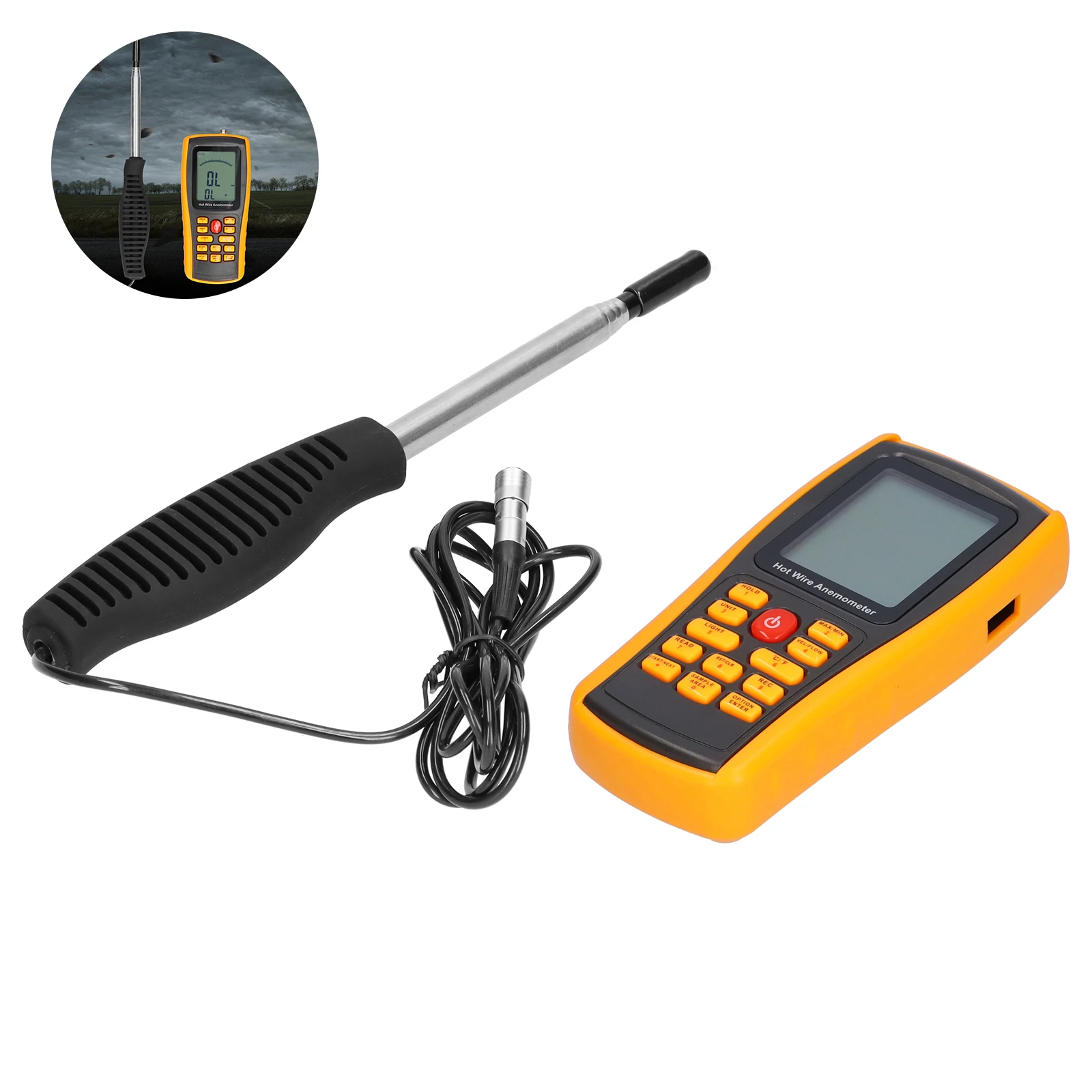 GM8903 Hot Wire Anemometer Wind Flow Air Velocity Temperature Volumn with USB Interface Retractable Probe Thermal Anemometer
GM8903 Hot Wire Anemometer Wind Flow Air Velocity Temperature Volumn with USB Interface Retractable Probe Thermal Anemometer