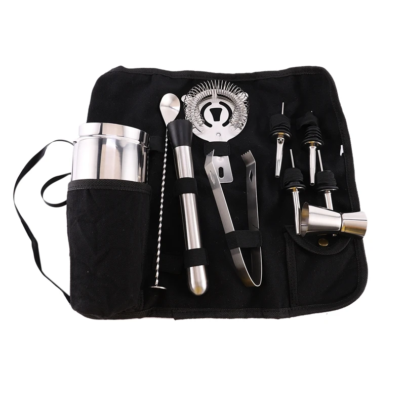 12Pcs Stainless Steel Cocktail Shaker Bar Set Bartender Kit Wine Martini Mixer Boston Shaker for Party Bar Tool Bartenders Roll
12Pcs Stainless Steel Cocktail Shaker Bar Set Bartender Kit Wine Martini Mixer Boston Shaker for Party Bar Tool Bartenders Roll