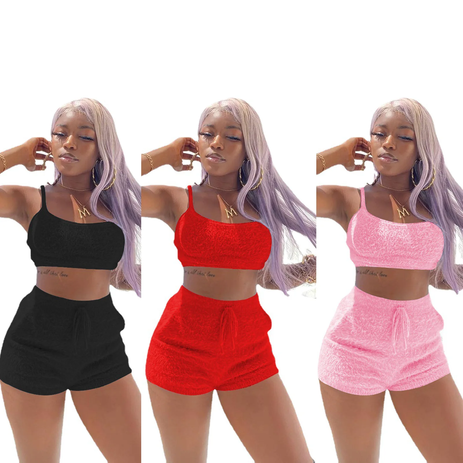 Sexy Velvet Backless Slash Neck Casual Crop Top Solid Color Breathable Vest and Shorts Suit Two-piece Sets Streetwear Short Sets
Sexy Velvet Backless Slash Neck Casual Crop Top Solid Color Breathable Vest and Shorts Suit Two-piece Sets Streetwear Short Sets