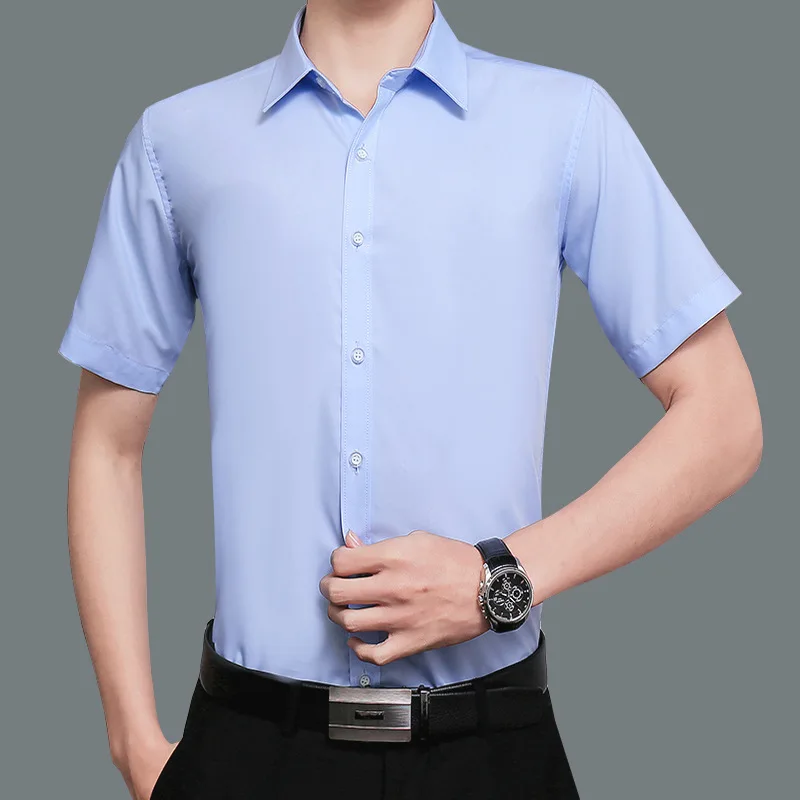 Men's Shirts Simple Formal White Turn-down Collar Solid Men Shirt Short Sleeve Black Shirts Dress Pink Casual Slim Clothing 3XL
Men's Shirts Simple Formal White Turn-down Collar Solid Men Shirt Short Sleeve Black Shirts Dress Pink Casual Slim Clothing 3XL