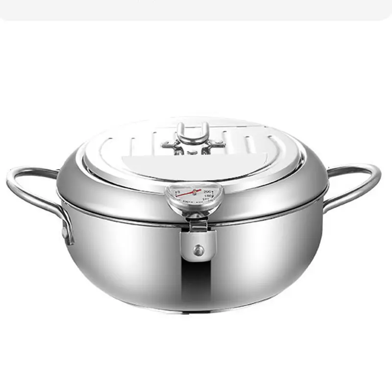 Kitchen Deep Frying Pot Thermometre Tempura Fryer Pan Temperature Control Fried Chicken Pot Cooking Tools Stainless Steel 
Kitchen Deep Frying Pot Thermometre Tempura Fryer Pan Temperature Control Fried Chicken Pot Cooking Tools Stainless Steel