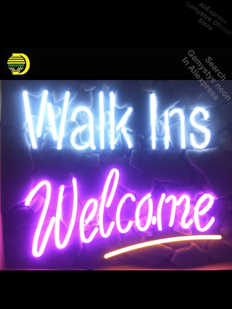 

NEON SIGN For Walk ins Welcome REAL GLASS Tube Store Handcraft Art Game Room Light Signs Light Advertisement Tube Neon Shop beer
