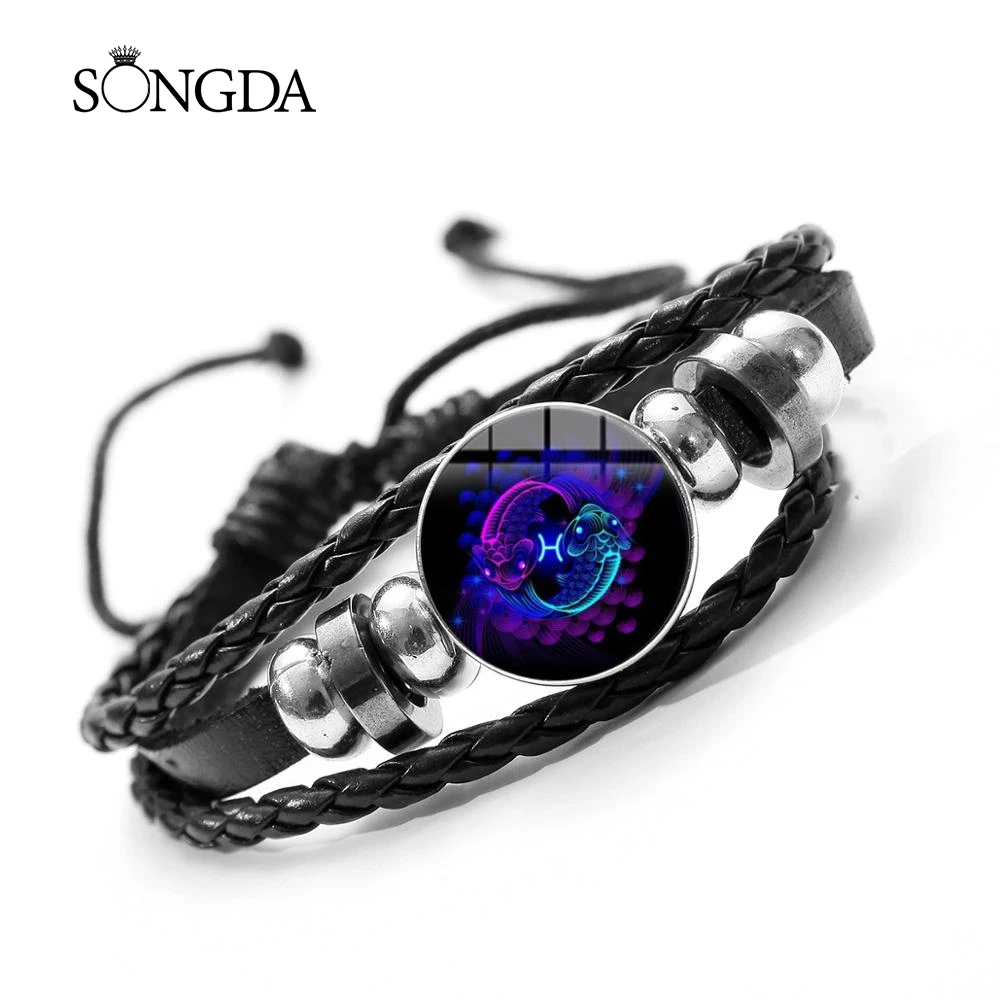 12 Constellations Bracelet Zodiac Sign Glass Buckle Adjustable Punk Leather Bracelet Bangle Accessories Birthday Gifts Fashion
12 Constellations Bracelet Zodiac Sign Glass Buckle Adjustable Punk Leather Bracelet Bangle Accessories Birthday Gifts Fashion