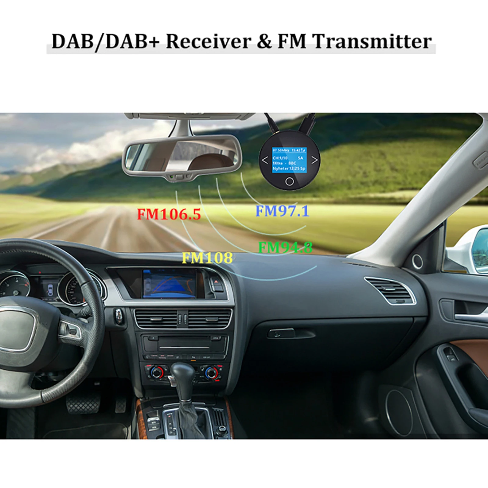 

Автомобильный цифровой аудиоприемник с ЖК-дисплеем, прочный DAB + FM-приемник, радиоприемник, пульт дистанционного управления, адаптер для Евр...