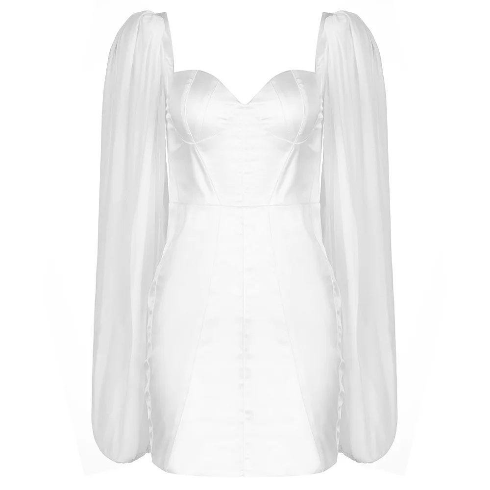 2021 spring and summer new dress with square neck, open back, waist and waist, lantern sleeve and buttock
2021 spring and summer new dress with square neck, open back, waist and waist, lantern sleeve and buttock