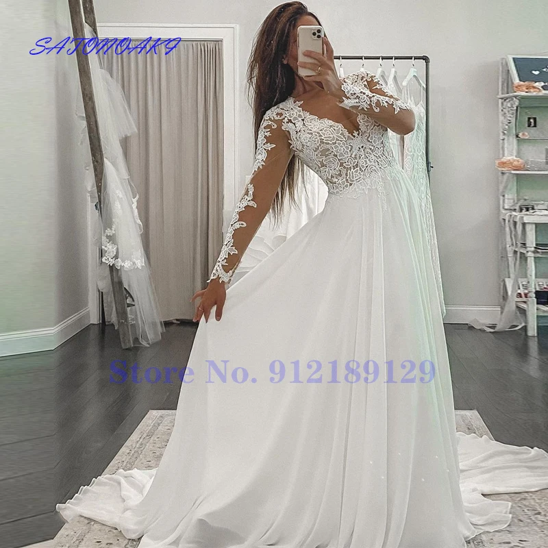 Vestido De Novia Simple Beach A-Line Wedding Dress 2022 V-Neck Long Sleeve Chiffon Floor Length Princess Bridal Gown Robe Mariée
Vestido De Novia Simple Beach A-Line Wedding Dress 2022 V-Neck Long Sleeve Chiffon Floor Length Princess Bridal Gown Robe Mariée