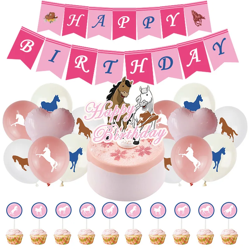 Animal Horse Theme Birthday Party Decoration Balloon Set with Horse Cake Topper Banner Heart Foil Balloon for Girls Kids
Animal Horse Theme Birthday Party Decoration Balloon Set with Horse Cake Topper Banner Heart Foil Balloon for Girls Kids