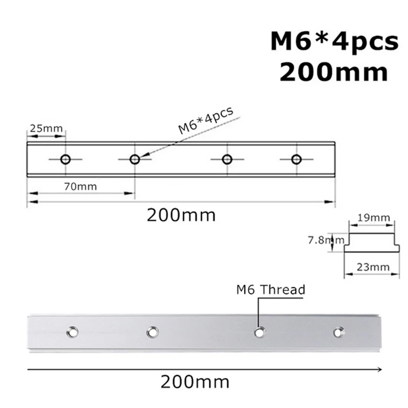 M6+M8 T-track Slot 200mm Aluminum Alloy Slide Slab T-Slot Miter Track Slider For Woodworking Tool Slots Planers Electrical Saw
M6+M8 T-track Slot 200mm Aluminum Alloy Slide Slab T-Slot Miter Track Slider For Woodworking Tool Slots Planers Electrical Saw