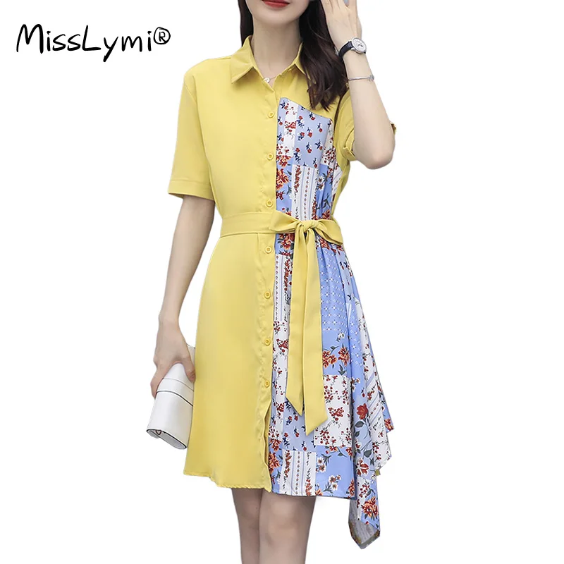 4XL Plus Size Women Elegant Yellow Print Shirt Dress Summer 2021 Short Sleeve Patchwork Chiffon Floral Asymmetric Dresses Ladies
4XL Plus Size Women Elegant Yellow Print Shirt Dress Summer 2021 Short Sleeve Patchwork Chiffon Floral Asymmetric Dresses Ladies