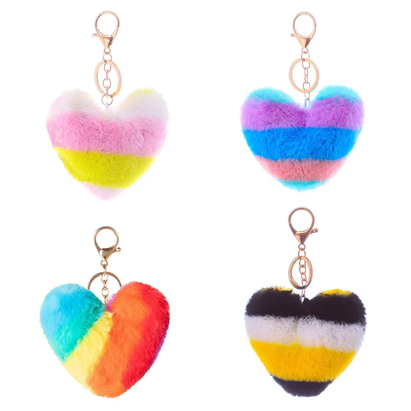 Heart Pompoms Keychain Rainbow Plush Balls Key Chains Decorative Pendant For Women Bag Accessories Keychains Car Fashion Keyring
Heart Pompoms Keychain Rainbow Plush Balls Key Chains Decorative Pendant For Women Bag Accessories Keychains Car Fashion Keyring
